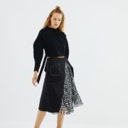 Zigzag Pleat Midi Skirt