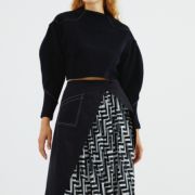 Zigzag Pleat Midi Skirt