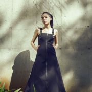 Ada Zipper Black Midi Dress
