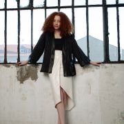 Piton White Leather Midi Skirt