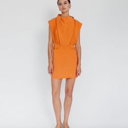 Cupro-Mini-Dress-Orange