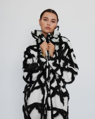 XXX Black/White Fur Long Coat