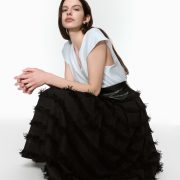 Fringe Midi Skirt Leather Belt